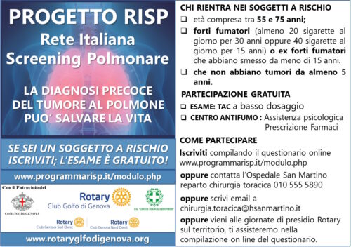Progetto ROTARY – RISP Rete Italiana Screening Polmonare.