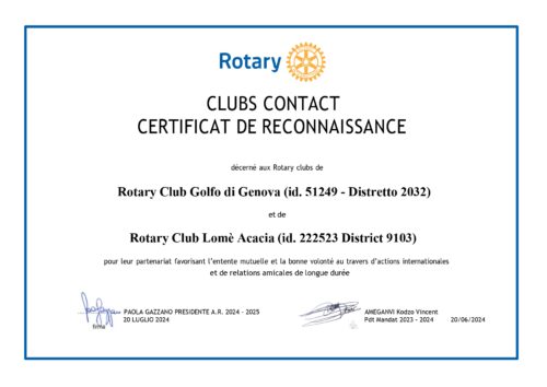 GEMELLAGGIO CON ROTARY CLUB LOME’ ACACIA